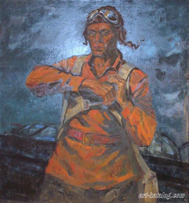 Картина Герой Советского Союза Першутов перед боевым вылетом