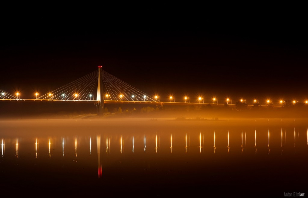 Холодная ночь, туман и тишина. Мост через р. Ока в г. Муром