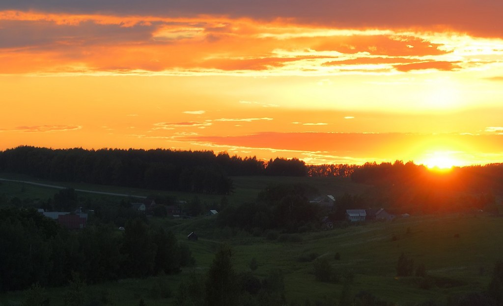 деревня Тартышево на закате, Юрьев-Польский р-н