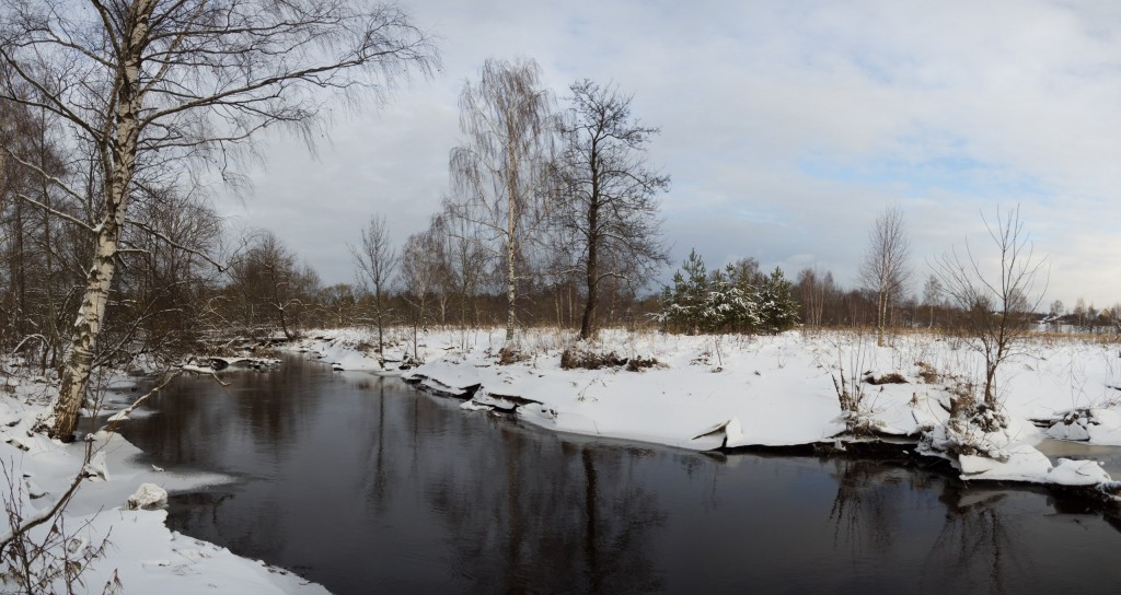 Река Вольга у д. Емельянцево зимой.