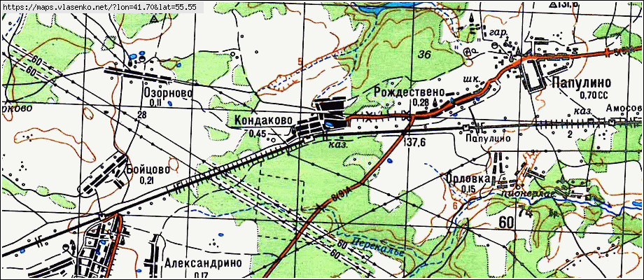 Старая карта с деревней Кондаково