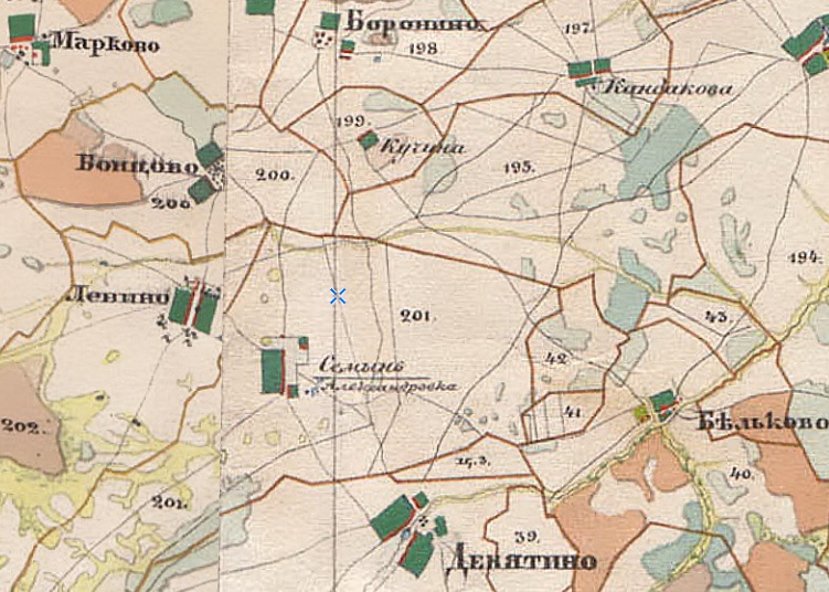 Фрагмент карты Менде Владимирской губернии 1850 года