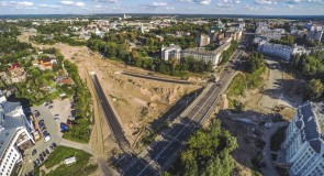 Взгляд с высоты на вторую очередь Лыбедской магистрали