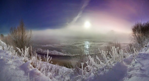 Морозный туман над замерзающей Клязьмой