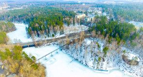 Вербовский мост и старая часть поселка с высоты