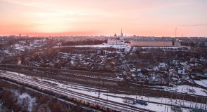 Вид на Владимир с высоты со стороны железной дороги