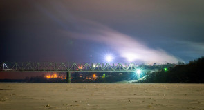 Морозная ночь. Муром. Железнодорожный мост через Оку