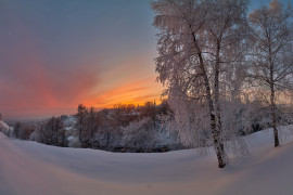 Неожиданный, красивый, почти пламенный закат во Владимире (январь 2018)