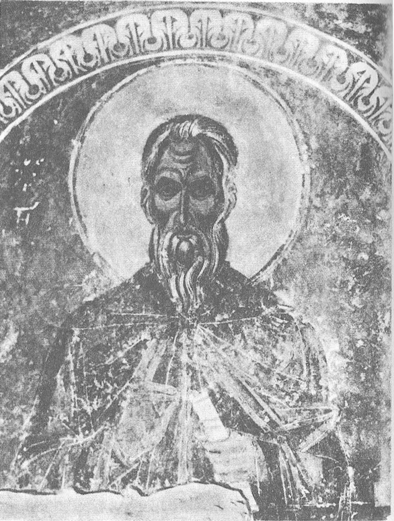 Неизвестный святой. Фрагмент фрески 1233 года в диаконнике суздальского собора