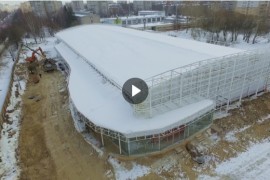 Строящийся ледовый дворец во Владимире с высоты птичьего полета
